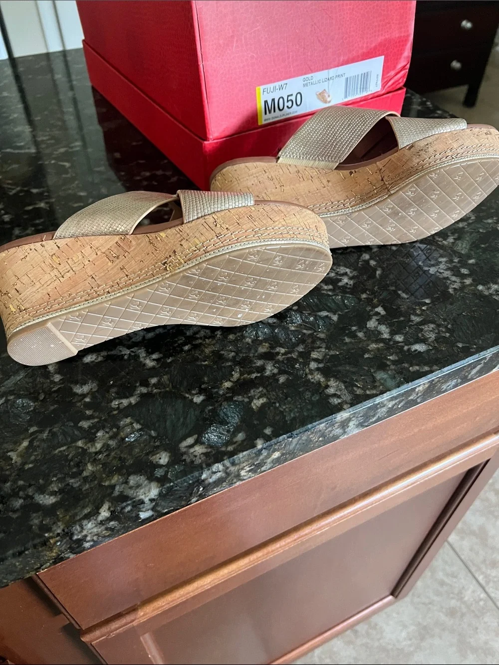 Donald J. Pliner Gold Metallic Crisscross Wedge Sandals size 5